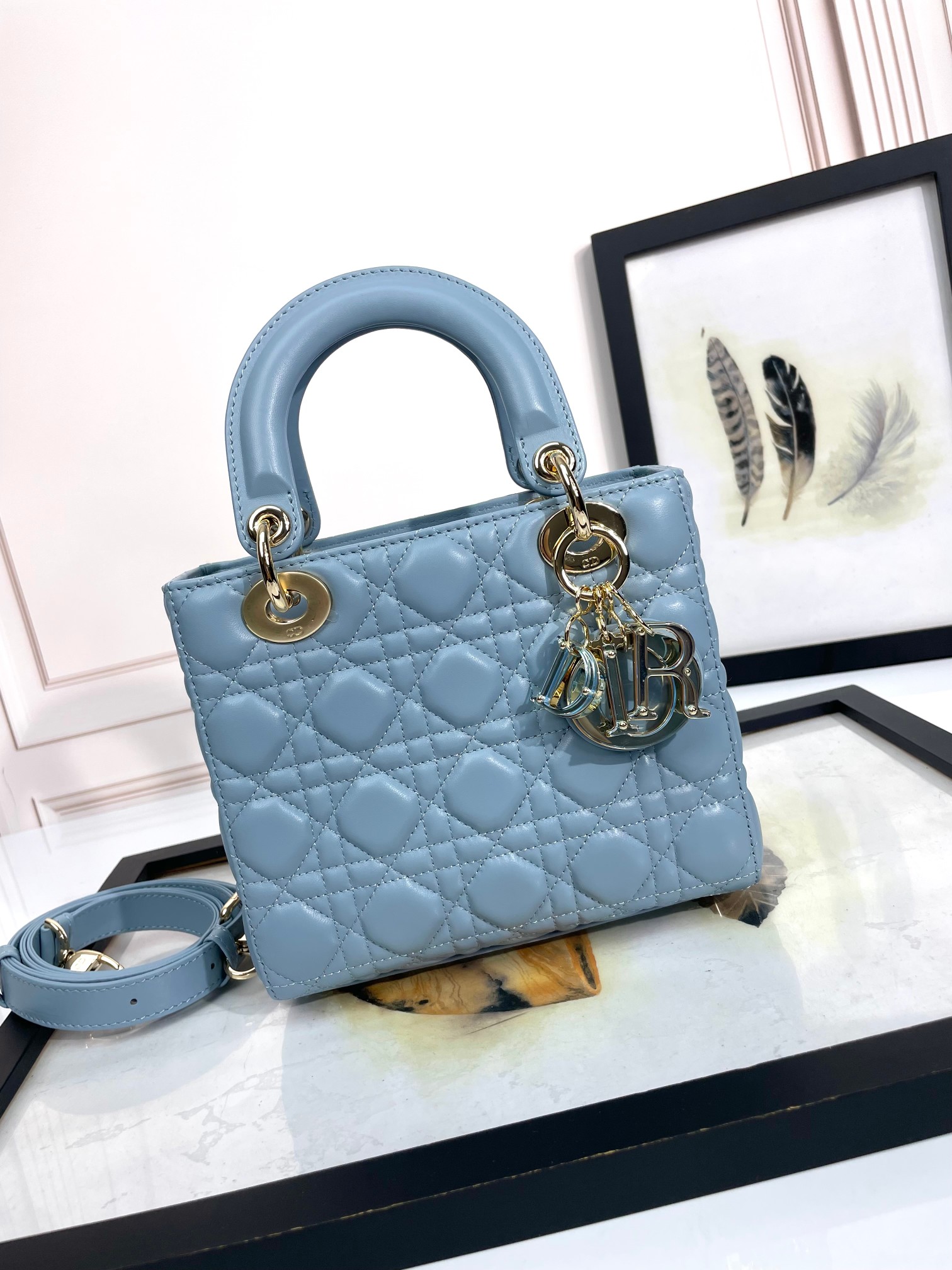 Small Lady Dior My ABCDior Bag Sky Blue Cannage Lambskin